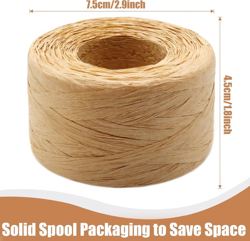 Anvin 2 Rolls Natural Raffia Paper Ribbon Matte Twine Raffia Ribbon Paper Decorative String for Festival Gift Wrapping, Crafts and DIY 1/4" Wide by 330 Feet Each Roll (Natural Color) - Image 3